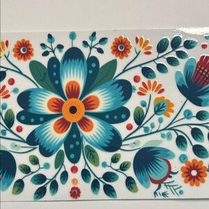 Teal Floral Cup Decal